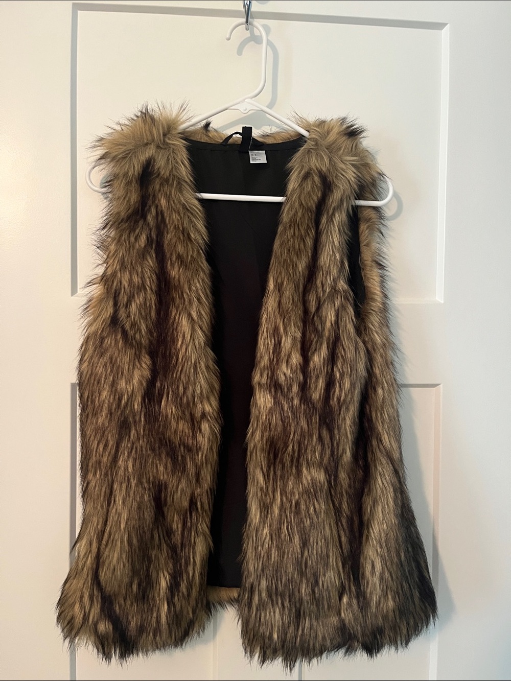 Divided Faux Fur Vest in Brown Tones